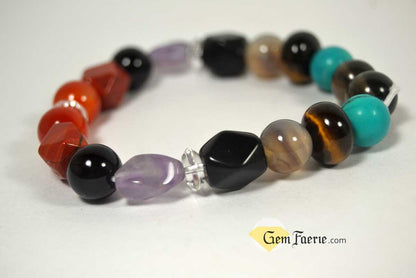 PROTECTION BRACELET - Obsidian, Black Onyx, Tiger Eye, Turquoise, Amethyst, Smoky Quartz, Agate, Red Jasper, Sardonyx & Clear Quartz