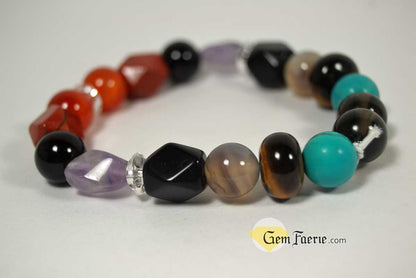 PROTECTION BRACELET - Obsidian, Black Onyx, Tiger Eye, Turquoise, Amethyst, Smoky Quartz, Agate, Red Jasper, Sardonyx & Clear Quartz