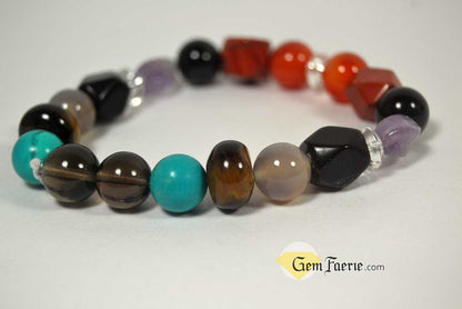 PROTECTION BRACELET - Obsidian, Black Onyx, Tiger Eye, Turquoise, Amethyst, Smoky Quartz, Agate, Red Jasper, Sardonyx & Clear Quartz