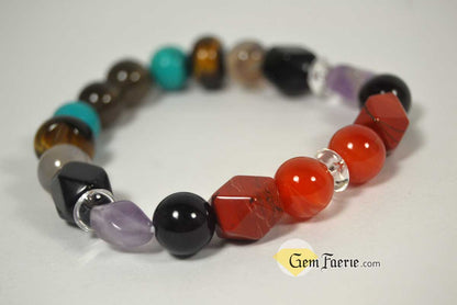 PROTECTION BRACELET - Obsidian, Black Onyx, Tiger Eye, Turquoise, Amethyst, Smoky Quartz, Agate, Red Jasper, Sardonyx & Clear Quartz