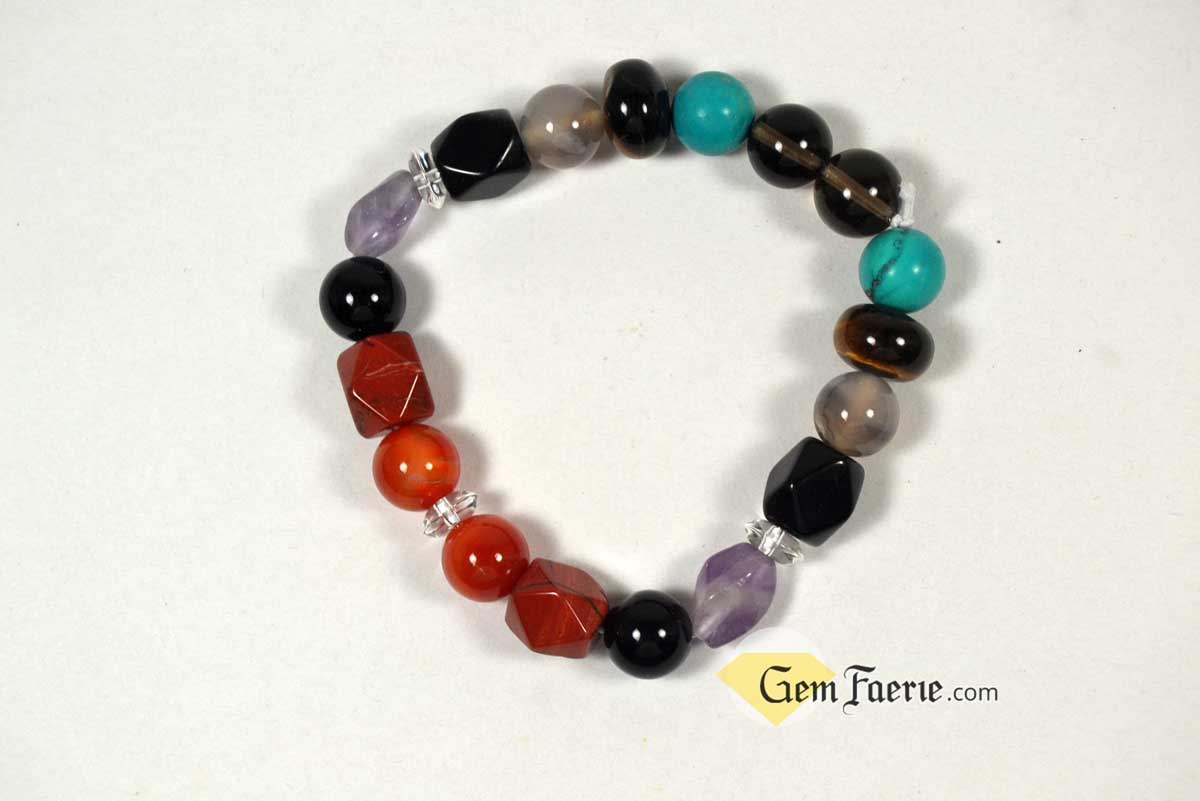 PROTECTION BRACELET - Obsidian, Black Onyx, Tiger Eye, Turquoise, Amethyst, Smoky Quartz, Agate, Red Jasper, Sardonyx & Clear Quartz