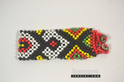 Red, Black, Yellow & White Bead Bracelet