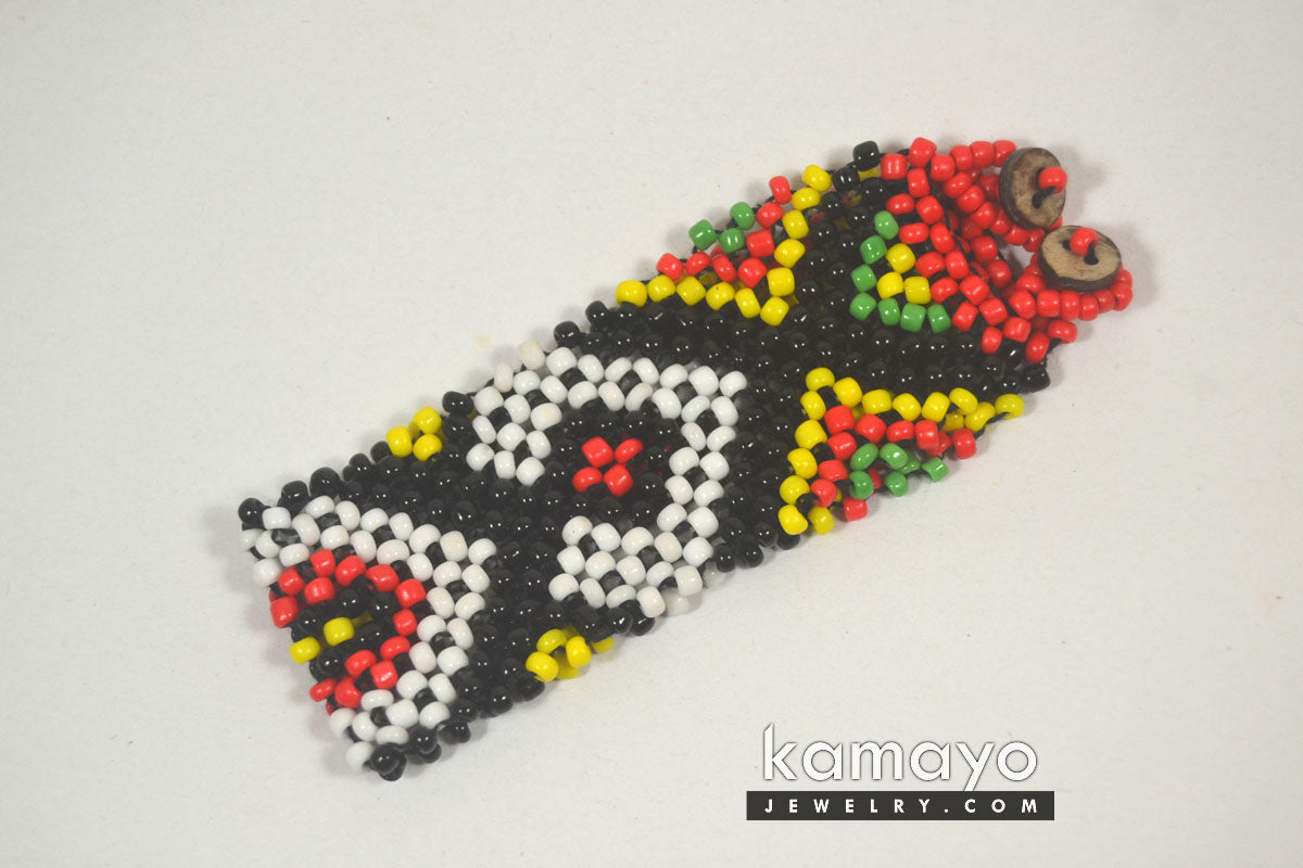 Red, Black, Yellow & White Bead Bracelet