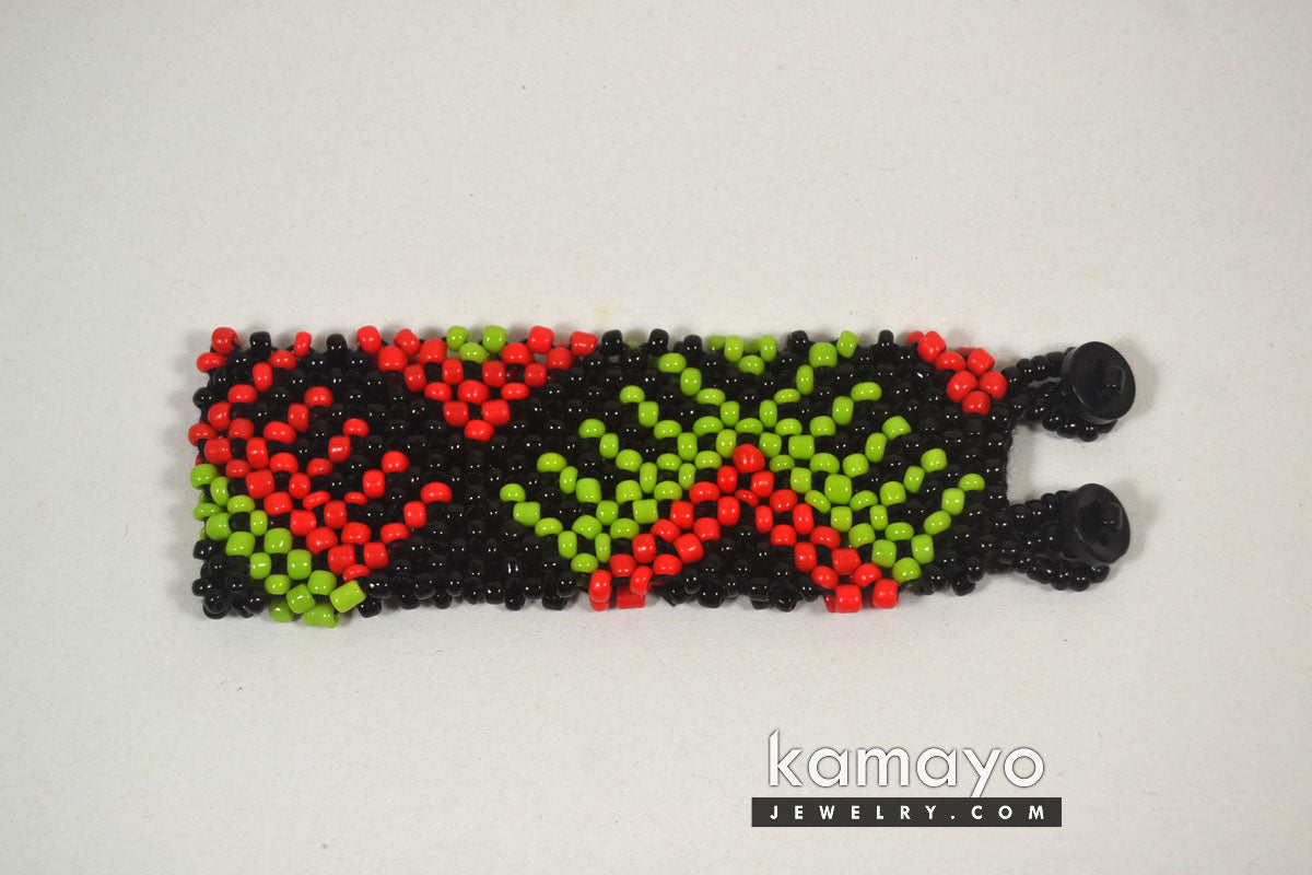 Red, Green & Black Beads Bracelet