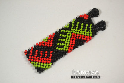 Red, Green & Black Beads Bracelet