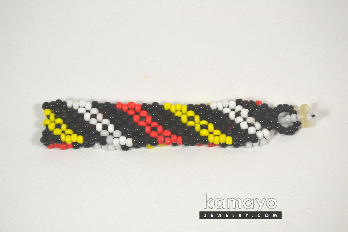 Red, Yellow, Black & White Beads Native Bracelet