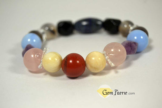 SLEEP BRACELET - Amethyst, Moonstone, Clear Quartz, Rose Quartz, Agate, Blue Chalcedony, Red Jasper, Lapis Lazuli, Smoky Quartz & Obsidian