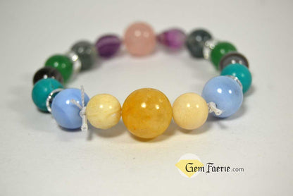 SPRING BRACELET - Green Aventurine, Yellow Jade, Moss Agate, Clear Quartz, Rose Quartz, Moonstone, Turquoise, Blue Chalcedony, Agate & Amethyst