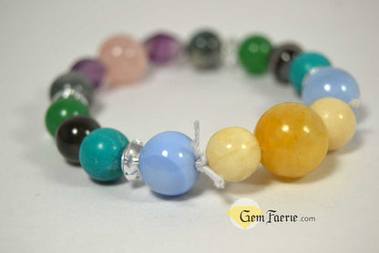 SPRING BRACELET - Green Aventurine, Yellow Jade, Moss Agate, Clear Quartz, Rose Quartz, Moonstone, Turquoise, Blue Chalcedony, Agate & Amethyst