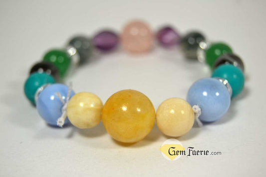 SPRING BRACELET - Green Aventurine, Yellow Jade, Moss Agate, Clear Quartz, Rose Quartz, Moonstone, Turquoise, Blue Chalcedony, Agate & Amethyst