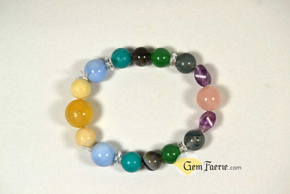 SPRING BRACELET - Green Aventurine, Yellow Jade, Moss Agate, Clear Quartz, Rose Quartz, Moonstone, Turquoise, Blue Chalcedony, Agate & Amethyst