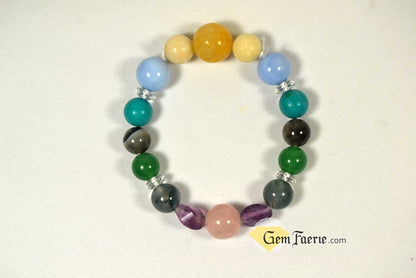 SPRING BRACELET - Green Aventurine, Yellow Jade, Moss Agate, Clear Quartz, Rose Quartz, Moonstone, Turquoise, Blue Chalcedony, Agate & Amethyst