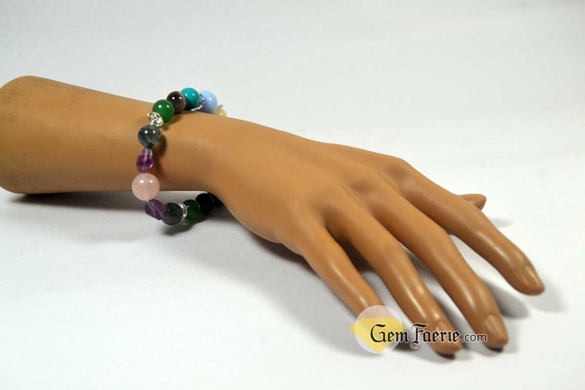 SPRING BRACELET - Green Aventurine, Yellow Jade, Moss Agate, Clear Quartz, Rose Quartz, Moonstone, Turquoise, Blue Chalcedony, Agate & Amethyst