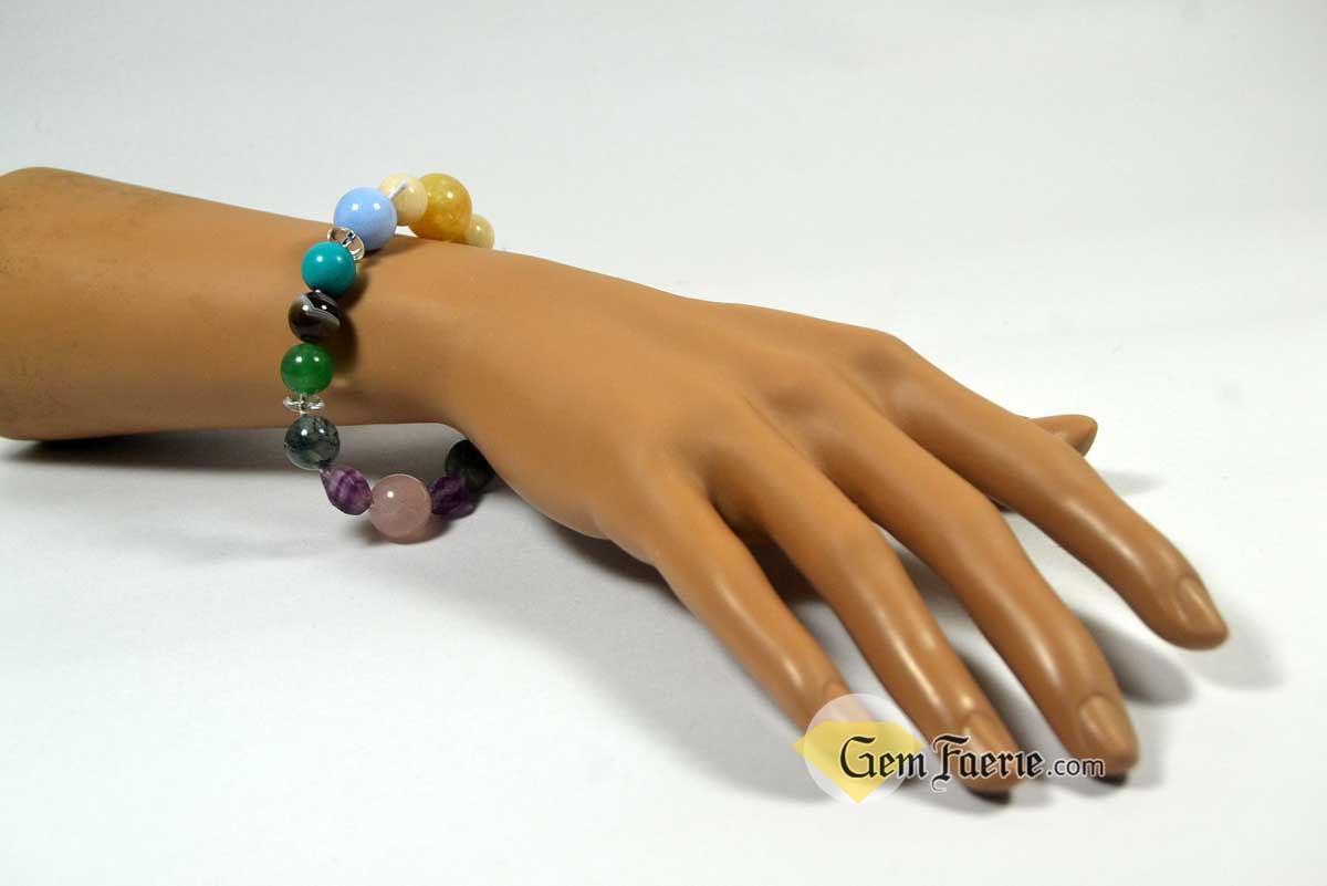 SPRING BRACELET - Green Aventurine, Yellow Jade, Moss Agate, Clear Quartz, Rose Quartz, Moonstone, Turquoise, Blue Chalcedony, Agate & Amethyst