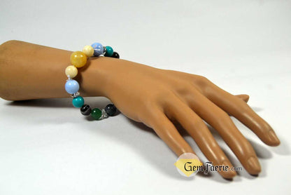 SPRING BRACELET - Green Aventurine, Yellow Jade, Moss Agate, Clear Quartz, Rose Quartz, Moonstone, Turquoise, Blue Chalcedony, Agate & Amethyst