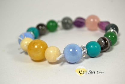 SPRING BRACELET - Green Aventurine, Yellow Jade, Moss Agate, Clear Quartz, Rose Quartz, Moonstone, Turquoise, Blue Chalcedony, Agate & Amethyst