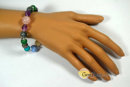 SPRING BRACELET - Green Aventurine, Yellow Jade, Moss Agate, Clear Quartz, Rose Quartz, Moonstone, Turquoise, Blue Chalcedony, Agate & Amethyst