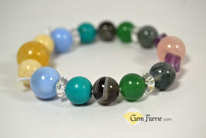 SPRING BRACELET - Green Aventurine, Yellow Jade, Moss Agate, Clear Quartz, Rose Quartz, Moonstone, Turquoise, Blue Chalcedony, Agate & Amethyst