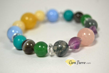 SPRING BRACELET - Green Aventurine, Yellow Jade, Moss Agate, Clear Quartz, Rose Quartz, Moonstone, Turquoise, Blue Chalcedony, Agate & Amethyst