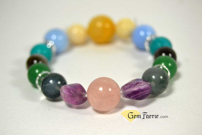 SPRING BRACELET - Green Aventurine, Yellow Jade, Moss Agate, Clear Quartz, Rose Quartz, Moonstone, Turquoise, Blue Chalcedony, Agate & Amethyst