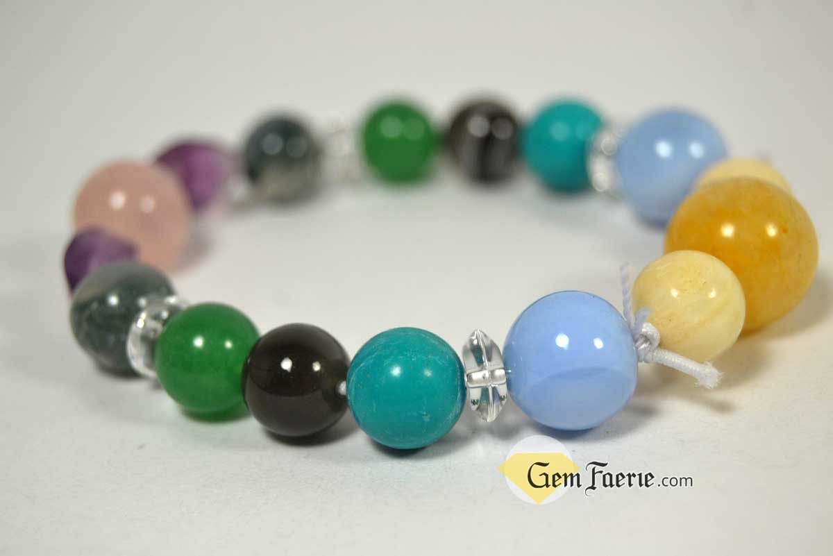 SPRING BRACELET - Green Aventurine, Yellow Jade, Moss Agate, Clear Quartz, Rose Quartz, Moonstone, Turquoise, Blue Chalcedony, Agate & Amethyst