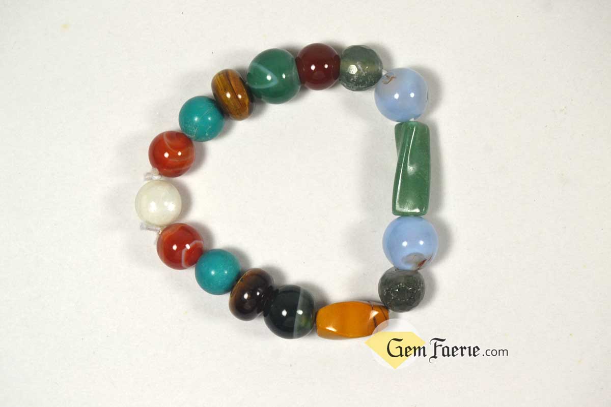 SUMMER BRACELET - Carnelian, Tiger Eye, Turquoise, Moonstone, Sardonyx, Green Agate, Yellow Jasper, Green Aventurine, Blue Chalcedony & Moss Agate