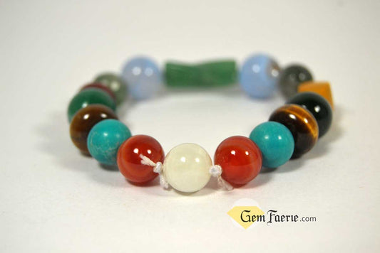 SUMMER BRACELET - Carnelian, Tiger Eye, Turquoise, Moonstone, Sardonyx, Green Agate, Yellow Jasper, Green Aventurine, Blue Chalcedony & Moss Agate