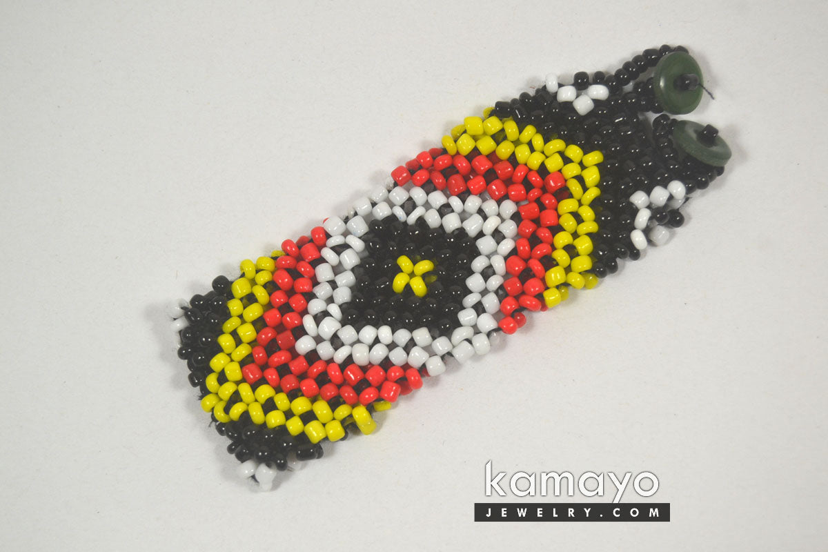 White, Red, Yellow & Black Bead Bracelet