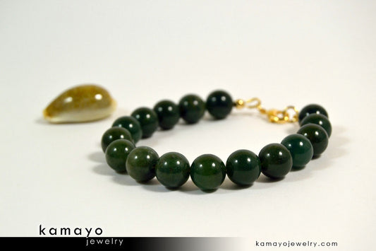 GREEN JASPER BRACELET - Round Green Jasper Beads