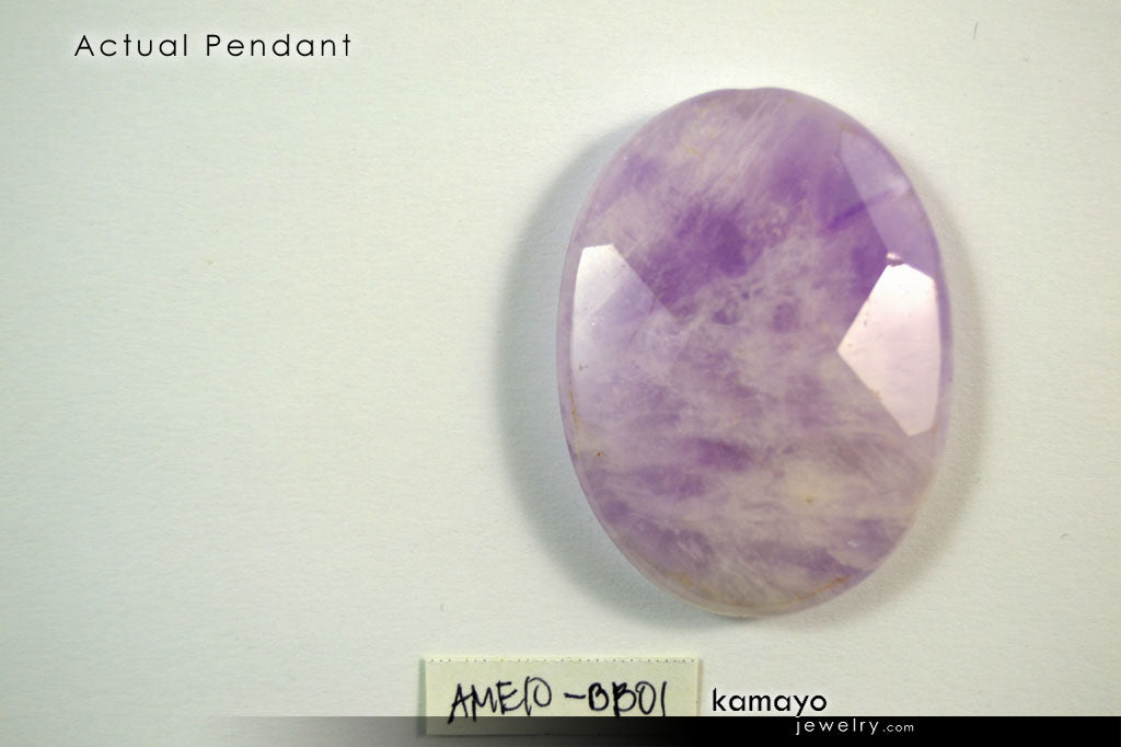 LAVENDER AMETHYST NECKLACE - Large Faceted Oval Pendant and Round Beads