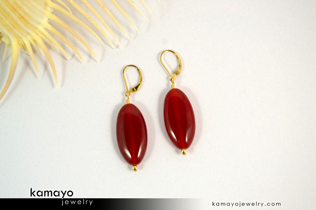 SARD EARRINGS - Long Drop Ear Rings for Women