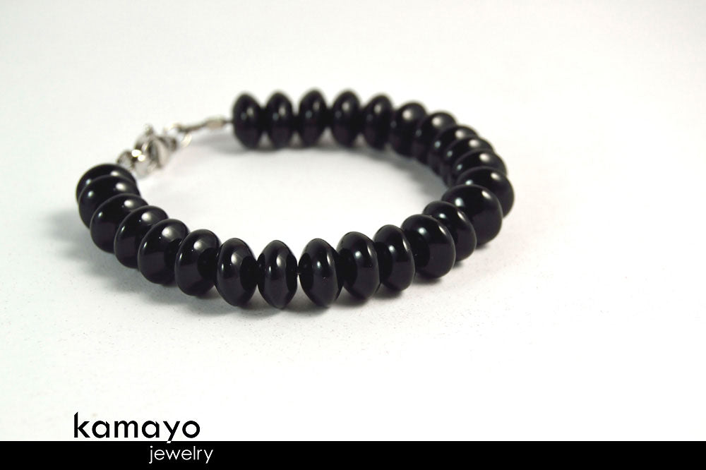 BLACK ONYX BRACELET - Roundel Beads