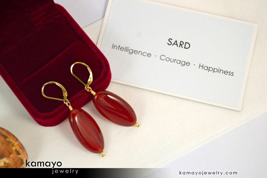 SARD EARRINGS - Long Drop Ear Rings for Women