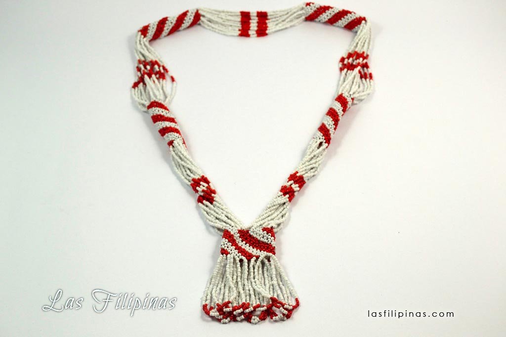 Tribal Statement Necklace - White Ethnic Mandaya Beaded Jewelry