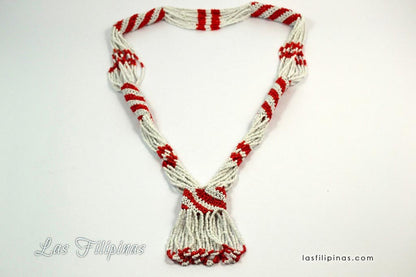 Tribal Statement Necklace - White Ethnic Mandaya Beaded Jewelry