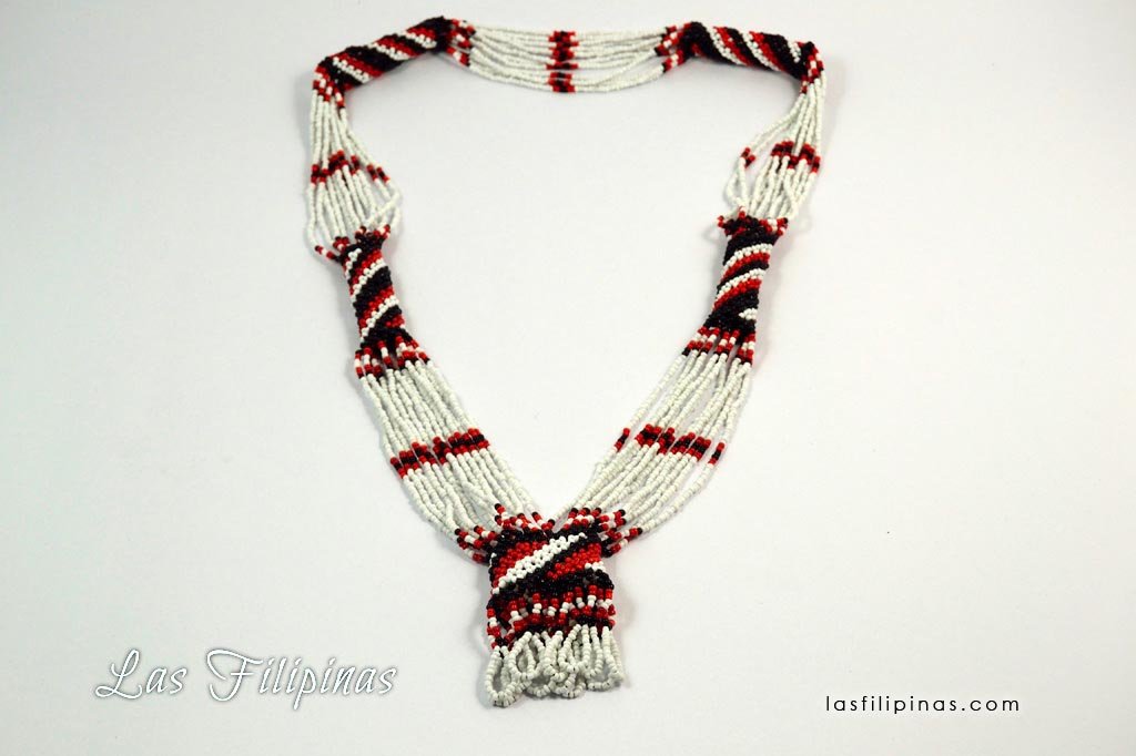 Tribal Statement Necklace - White Ethnic Mandaya Beaded Jewelry