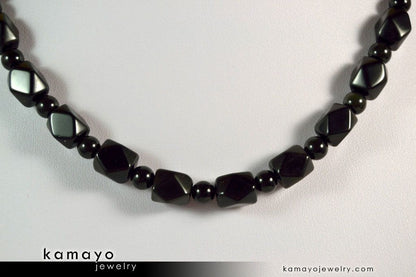 BLACK OBSIDIAN NECKLACE - Men's Choker or Princess Necklace for Women