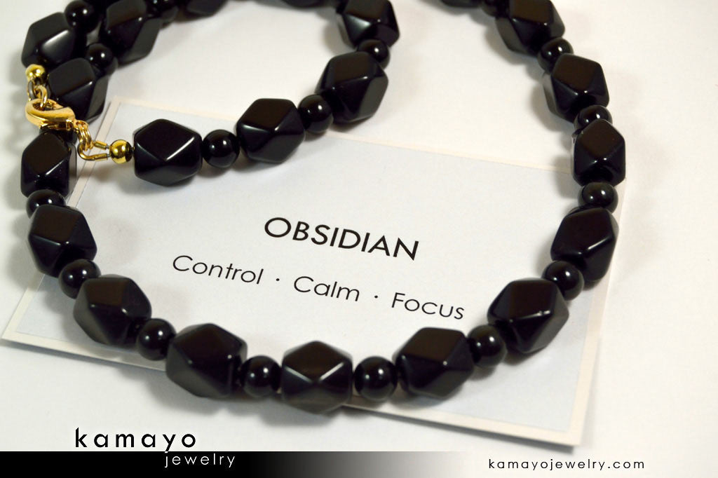 BLACK OBSIDIAN NECKLACE - Men's Choker or Princess Necklace for Women