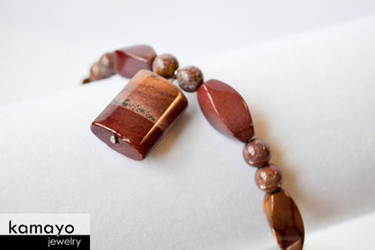 PURPLE JASPER BRACELET - Mookaite Jasper Pendant and Ocean Jasper Beads