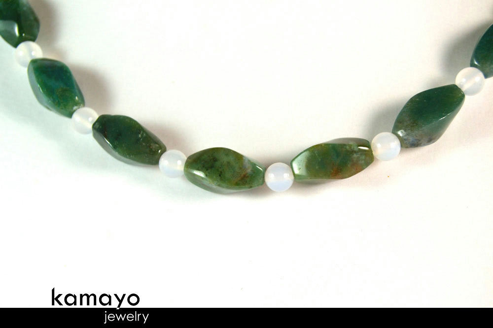 MOSS AGATE NECKLACE - Green Choker for Men or Women's Princess Necklace