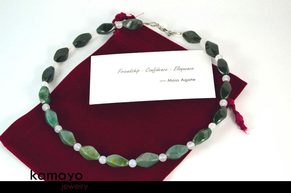 MOSS AGATE NECKLACE - Green Choker for Men or Women's Princess Necklace