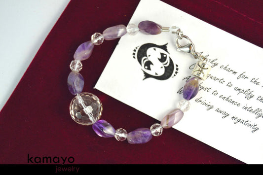 PISCES BRACELET - Clear Quartz and Amethyst Beads
