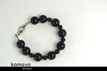 BLACK OBSIDIAN BRACELET - Big Round Beads