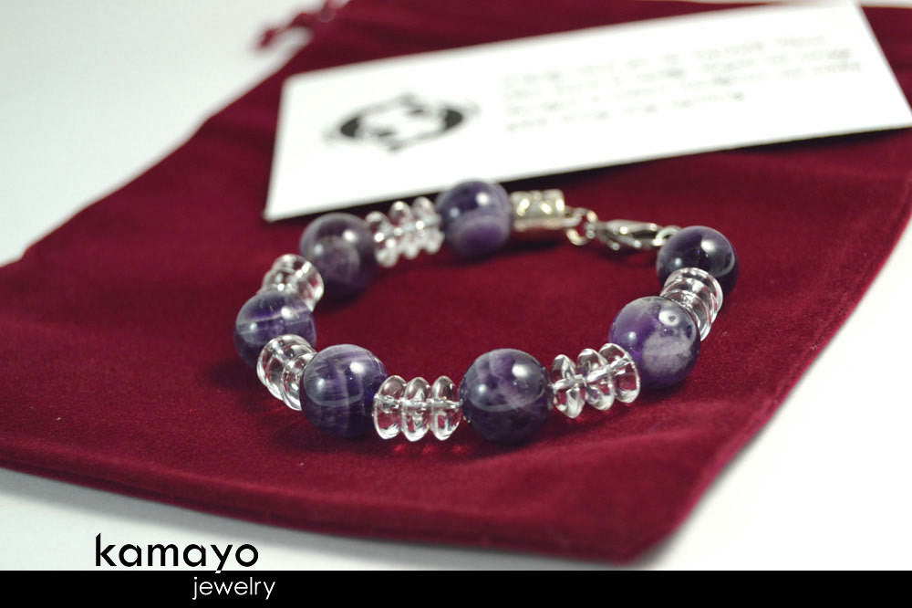 PISCES BRACELET - Chevron Amethyst Beads and Clear Quartz