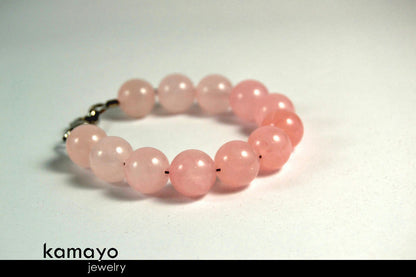 ROSE QUARTZ BRACELET - Large Round Natural Pink Beads