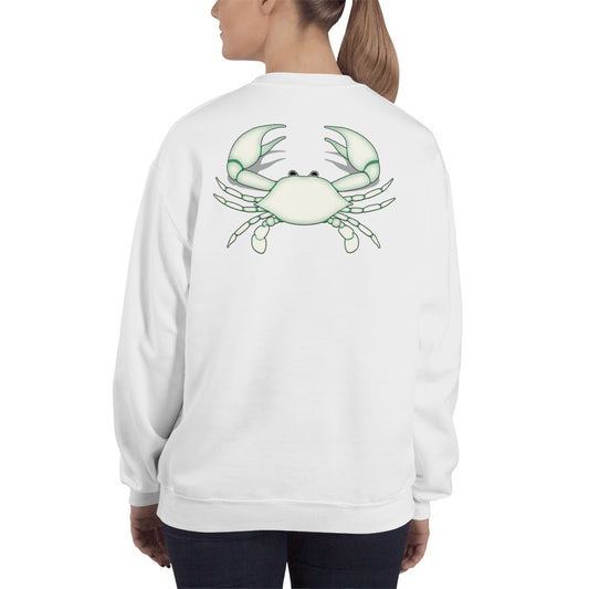 Cancer Sweatshirt For Women - Zodiac Symbol Print On Front And White Crab On Back